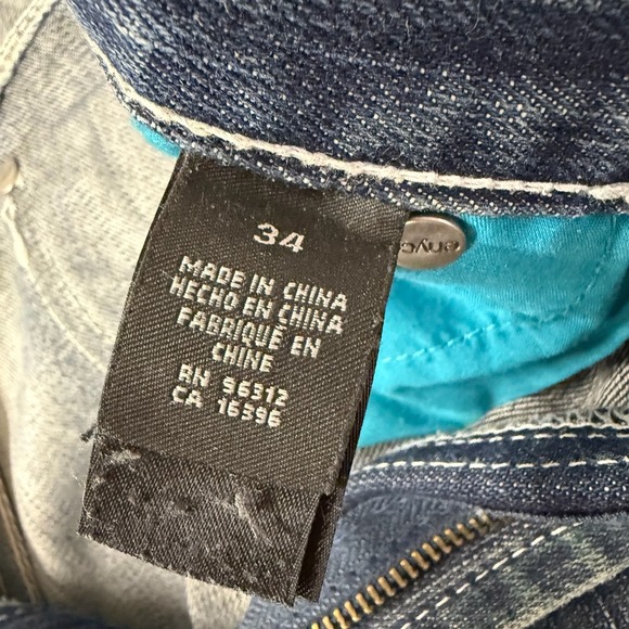 Vintage Y2K Enyce Denim Baggy Raw Hem Blue Logo Embroidered Jeans Men's Size 34‎ - Picture 9 of 10